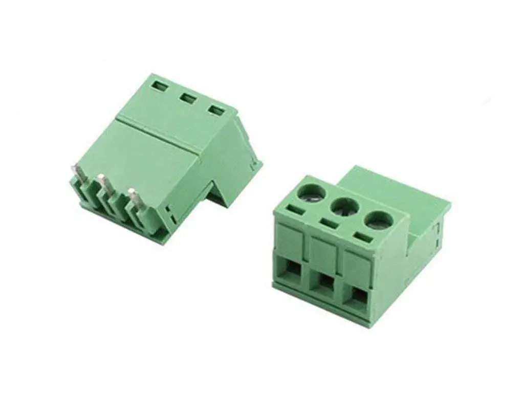 300V 10A 5.08mm Pitch 3 Poles PCB Mount Screw Terminal Block Connector 12-24AWG Green 20Pcs
