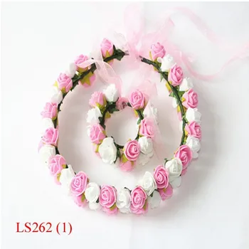 Boho Foam Artificial Flower Head Hair Wreath For Wedding Hair