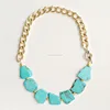 Natural Turquoise Tile linked Statement Necklace