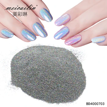 Holographic Pigment Rainbow Silver Nail Art Mirror Effect Powder