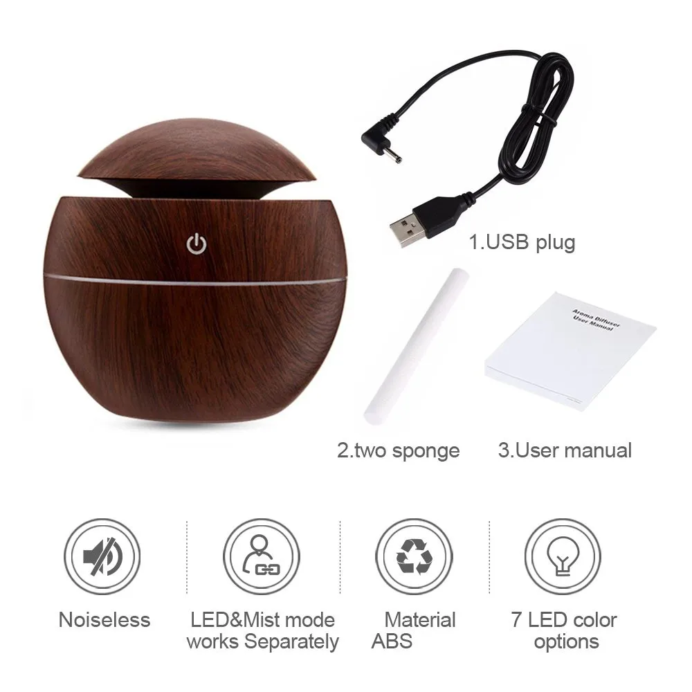 130ml Usb Wood Grain Aroma Humidifier Ultrasonic Usb Aromatherapy Air Humidifier Buy