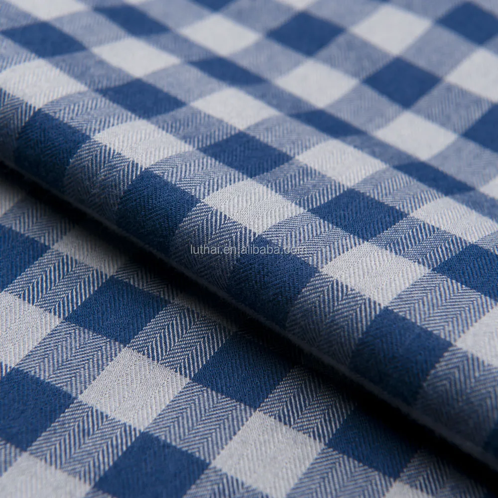 % cotton herringbong twill two sides brushed yarn dyed flannel