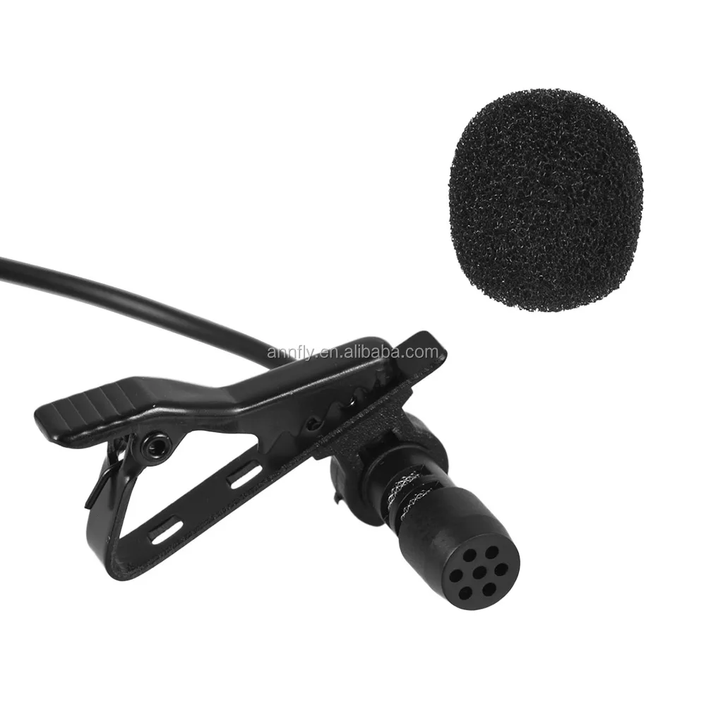 Clipon Collar Clip Microphone 3.5mm Jack Mini Wired Condenser Mic For