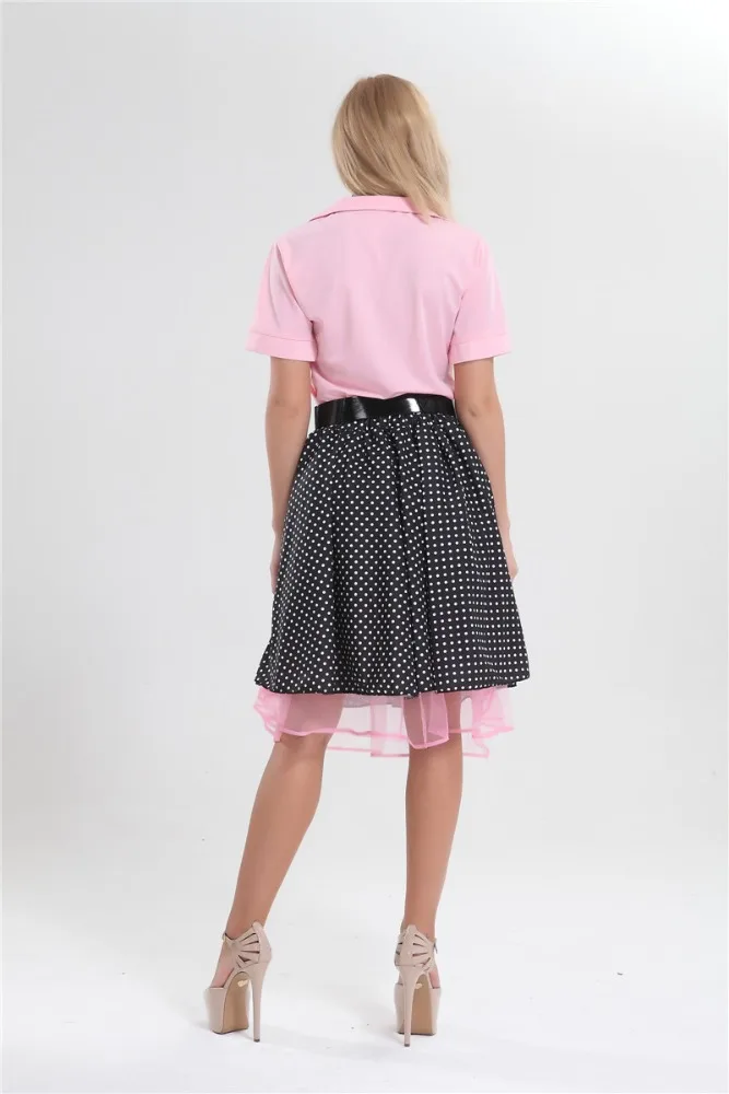 Ladies 50s Grease Poodle Costume Rock n Roll 1950s Retro Rockabilly Fancy Dress