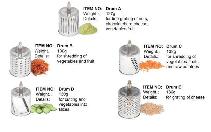 Multi Grater Cheese Grater Manual Food Grater With 5 Drum Blades - Buy
