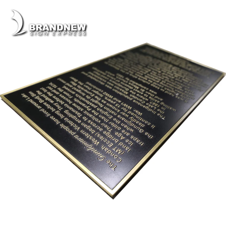  embossed brass plate sign