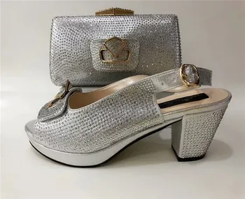 silver shoes and matching bag