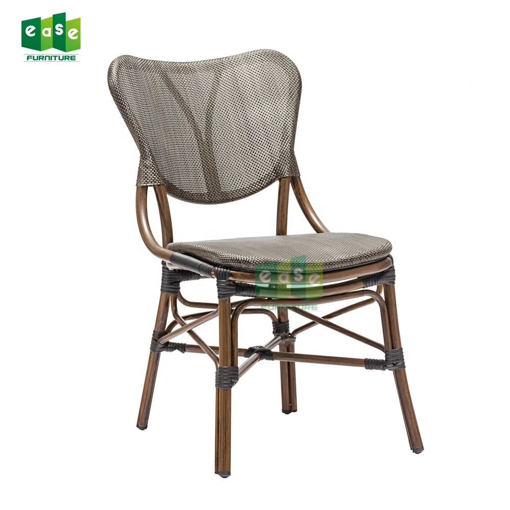 High Quality Rattan Outdoor Aluminum Textilener Bistro Side Chair For