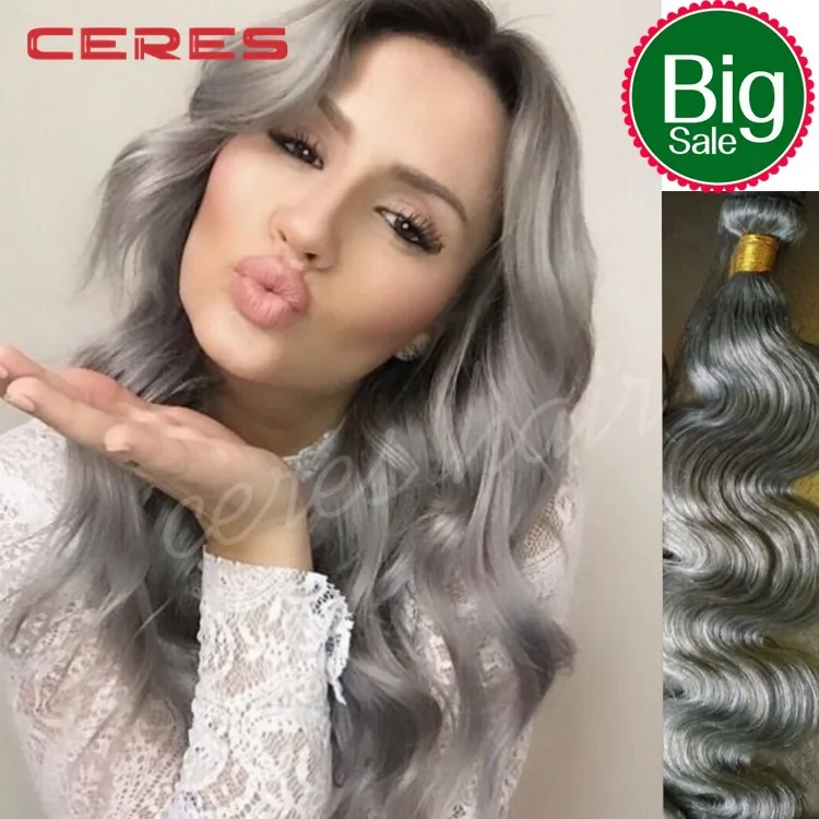 Ceres Grey Brazilian Hair Grey Remy Human Hair Weave Silver Grey