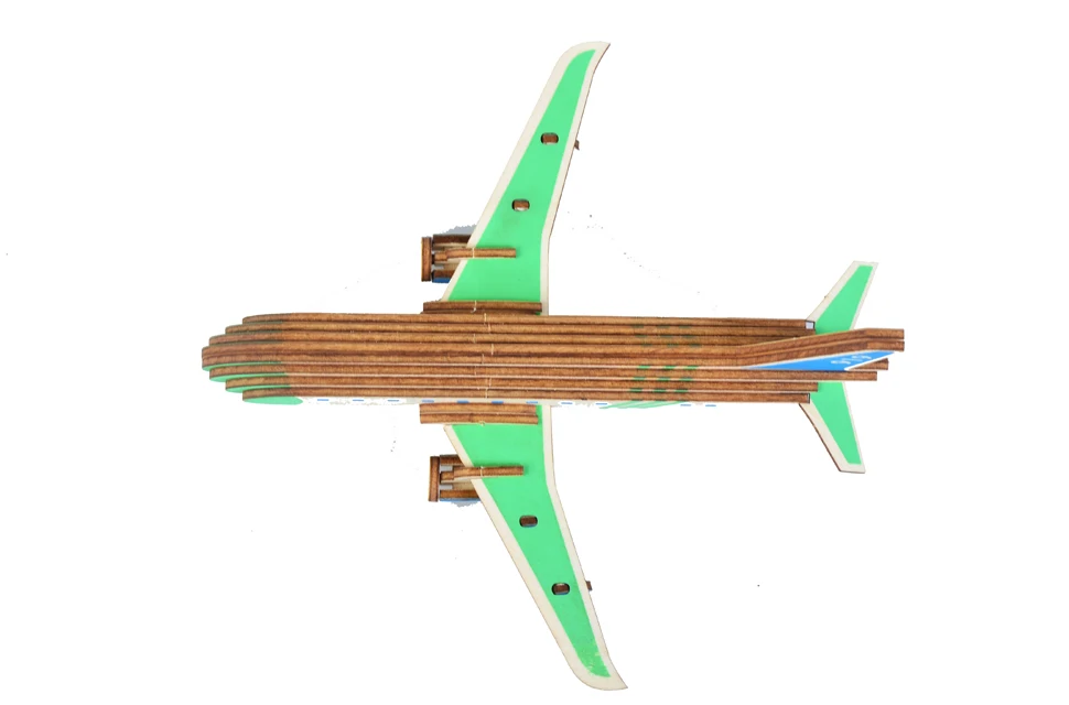 Assembly DIY Education Toy 3D Wooden Model Puzzles Colored C919 Airliner Plane 