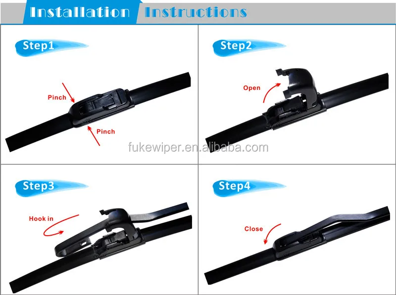 Reflex wiper blades hook installation diagram