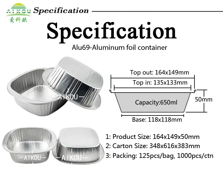 Disposable Aluminum Foil Round Microwave Take Out Containers With Lid