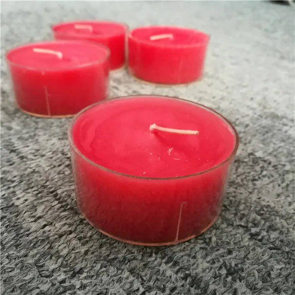 Big red plastic clear cup scented apple tea light candles