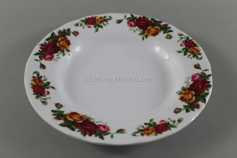 Flower Print Melamine Soup Dinner Pate 8inch