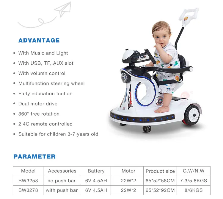 China cheap battery 6V mini baby electric toy car for kids with remote control
