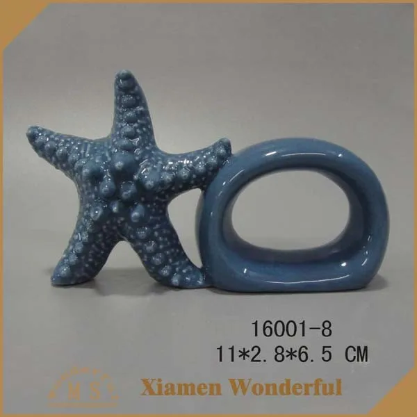 bulk wholesale sea star wedding napkin ring,table napkin ring,ceramic napkin ring