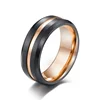 Stainless Steel Ring Black Rose Gold Wedding Band Ring Comfort Fit Personalized Tungsten Ring