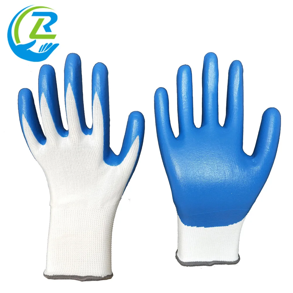 blue work gloves