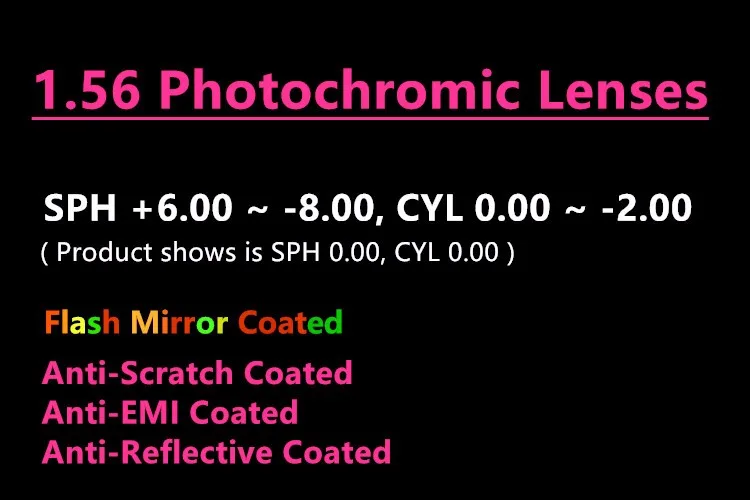 Single Vision Photochromic Lenses 1.56 Optical Flash