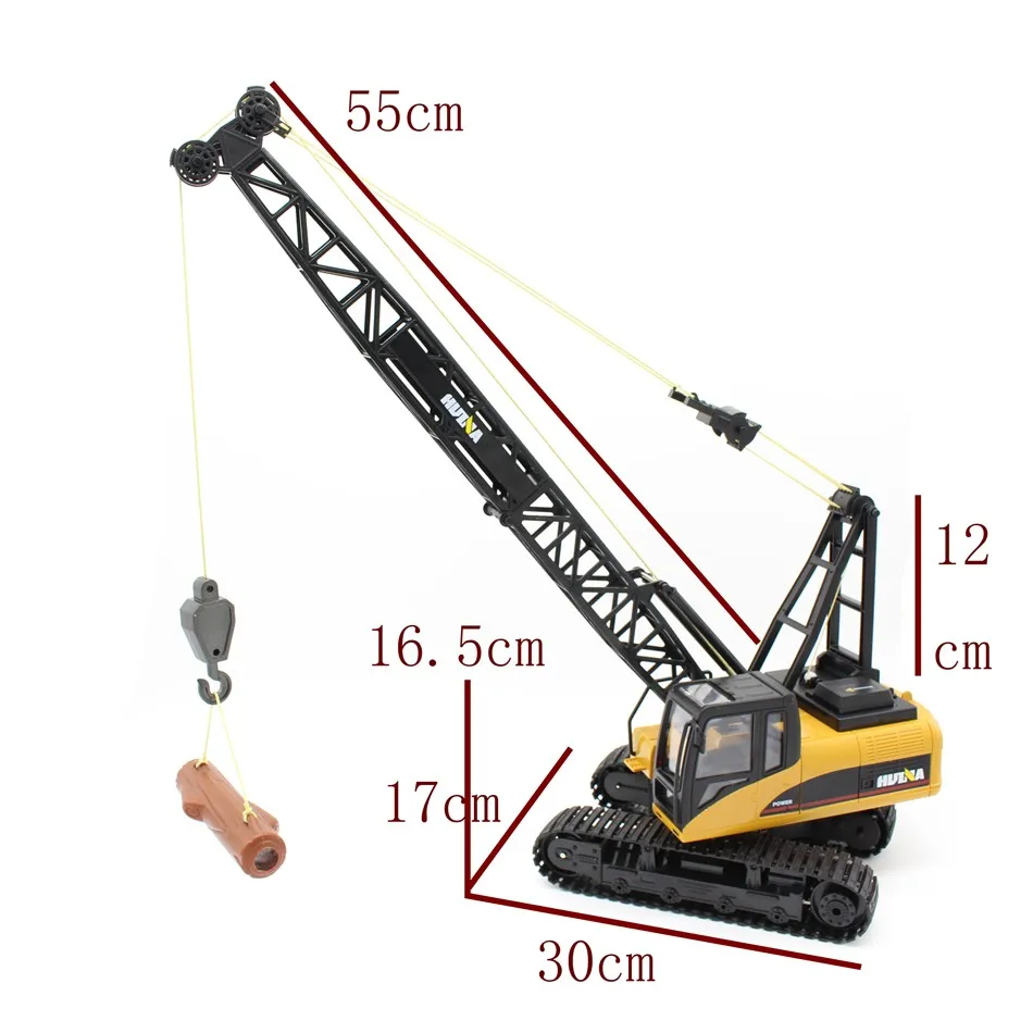 HUINA 1:14 15 Function Radio Control RC Tractor Toy Car Crane Movable Boom Hook 