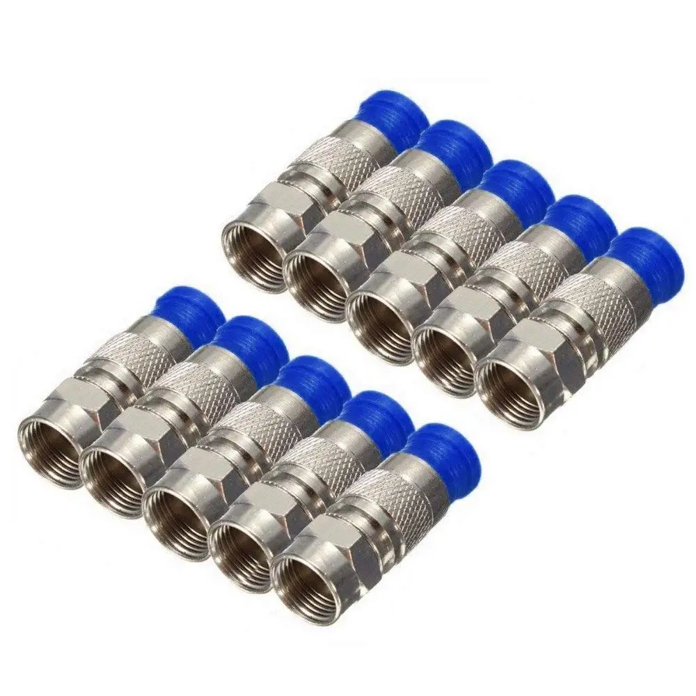 KINWAT 10pcs RG6 Compression Connectors Waterproof Connection F Compression Connector Coax Cable Coaxial Compression Tool Mayitr