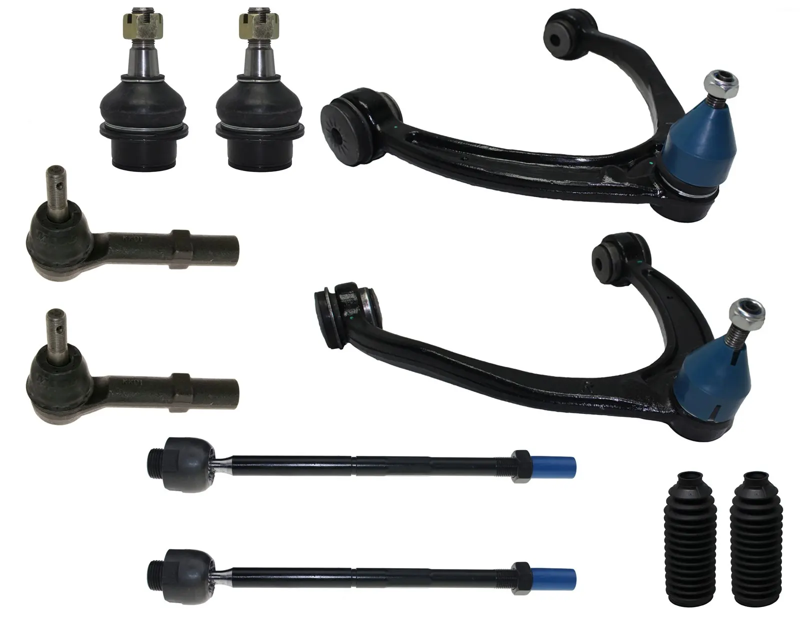 Complete 10-Piece Front Suspension Kit - Both (2) Front Upper Control Arm &...