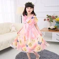 girls dresses summer 2016 new arrival fashion casual Bohemia beach printed chiffon butterfly princess elegant sweet