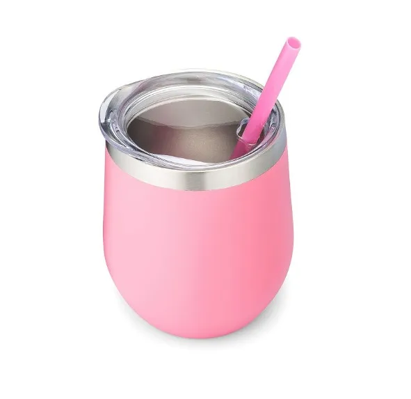 Unionpromo hot sales 16oz 12oz stainless steel wine tumbler with lid straw