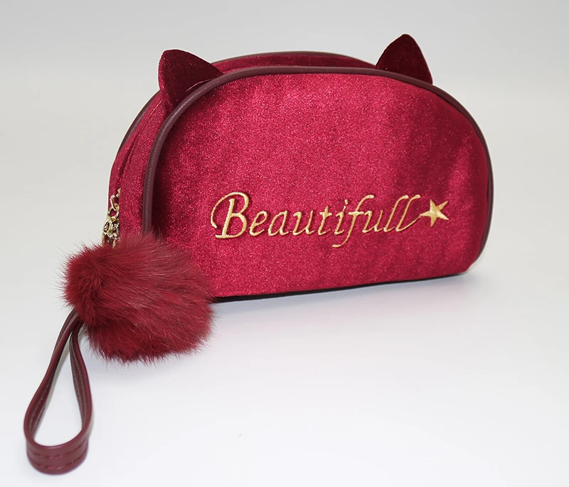 cat velvet cosmetic bag2