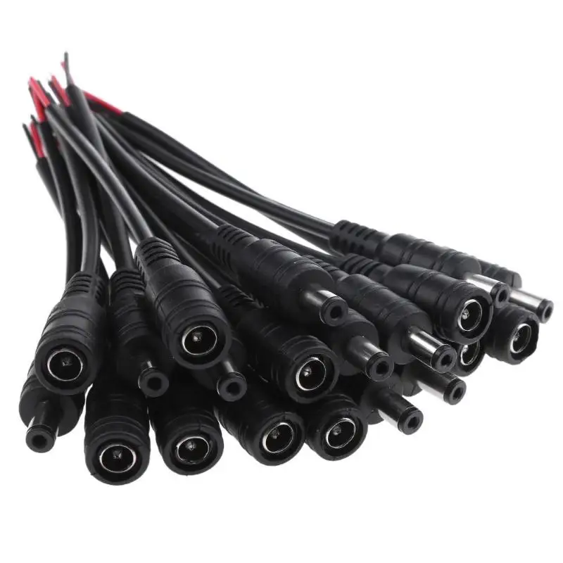 5.5x2.1 Dc 12/24v Male+female Plug Cable Wire Connector For Led Strip