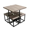 Nordic Stylish French Country 4 Seater Wood Dining Table Set Wooden Dining Table With Chairs