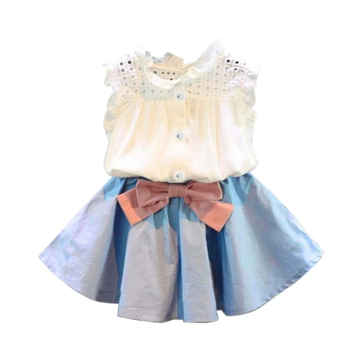 kaiCran 2018 Summer 2PCS Girls Stripe T Shirt Girls Skirt Tutu Party Princess Skirt Outfits Sets