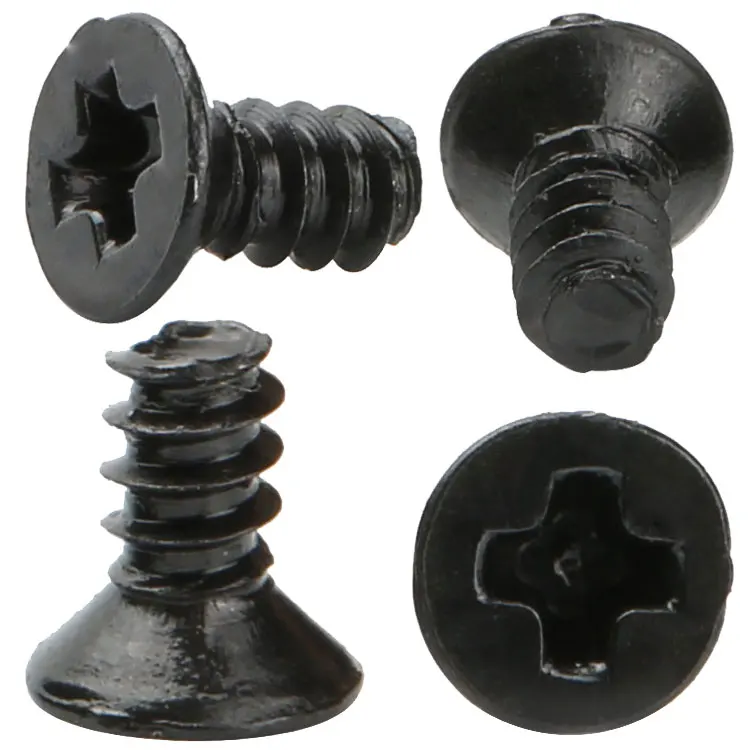 M1 M2 Small Screw Flat Head Phillips Carbon Steel Black Zinc SSD Screws