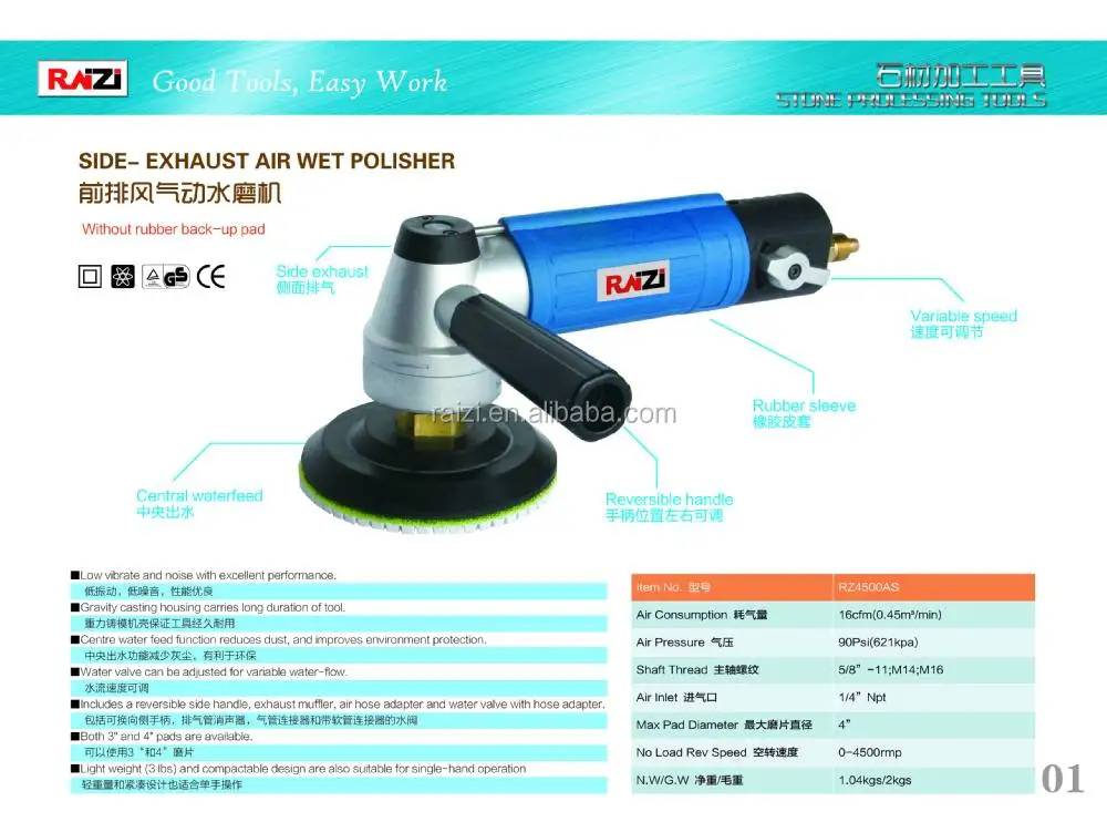Side-exhaust air wet polisher RZ4500AS