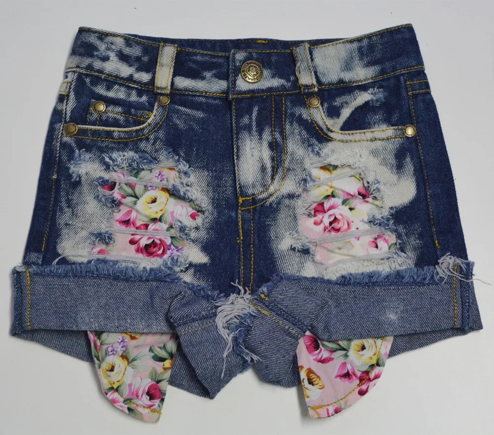 girls ripped denim shorts