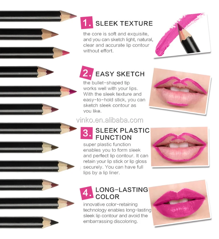 High Quality 12 Color Lip Use Matte Lip Liner Long Lasting Private Label Eye Pencil