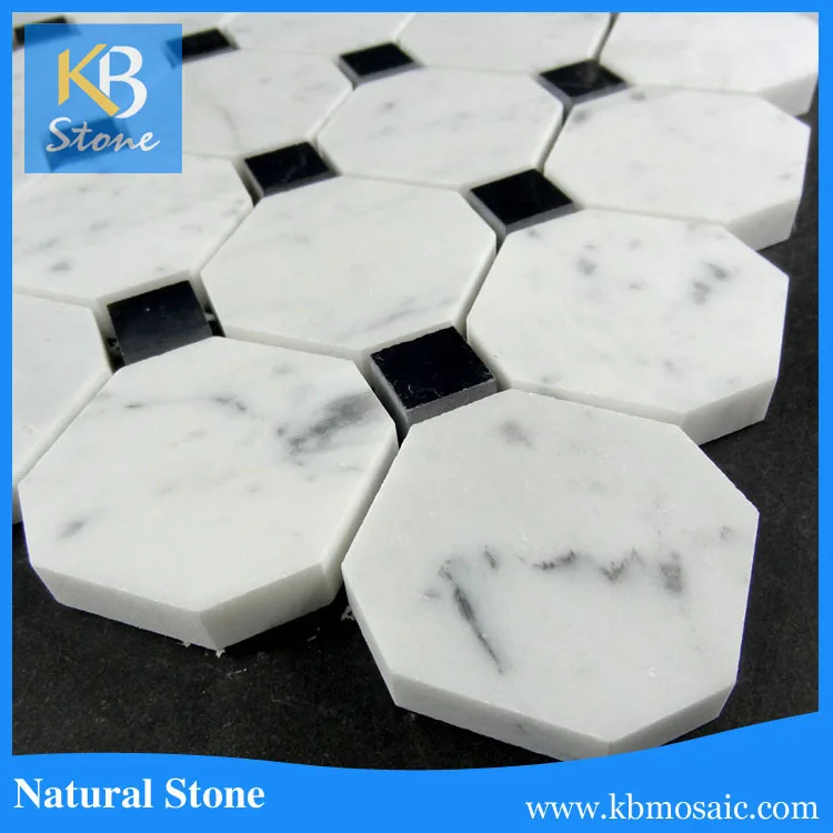 Home decoration black octagon mosaic porcelain bathroom floor