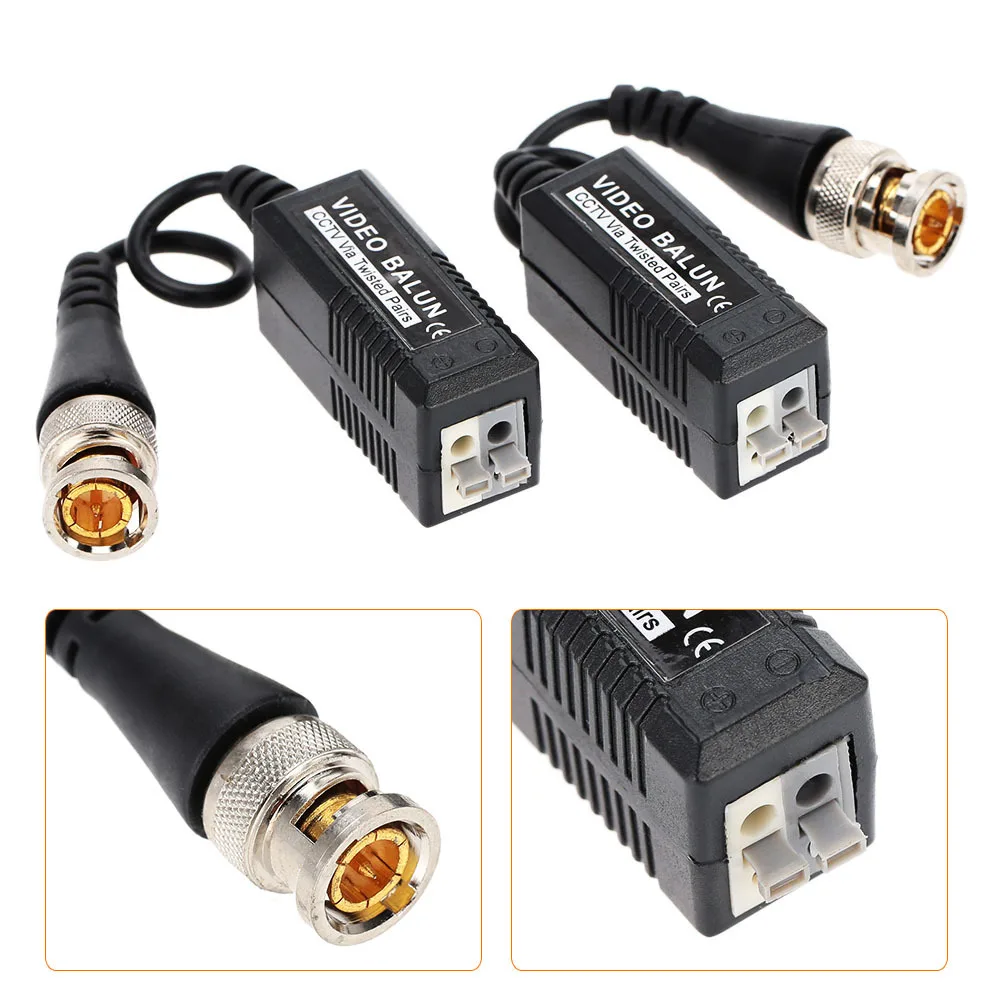 New 1 Pair Cctv Via Twisted Pairs Passive Video Balun Transceiver Male