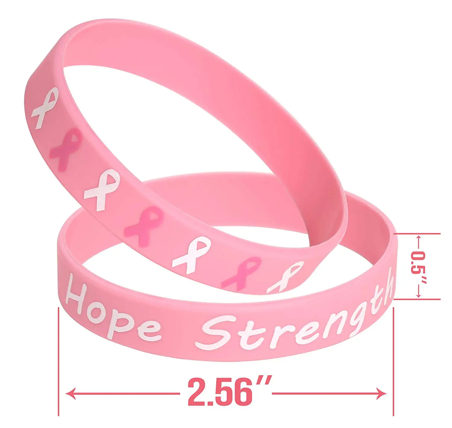 Breast Cancer Awareness Pink Ribbon Bracelets - Hope Faith Strength ...