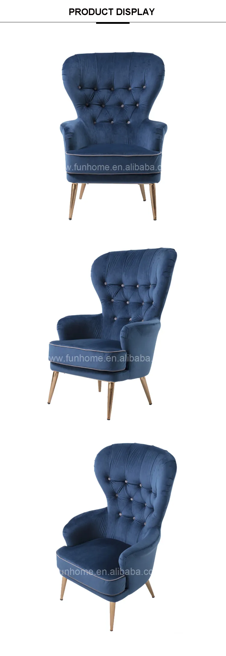 Blue Accent Wing Chair High Back Living Room Chiars Buy Wing Chair