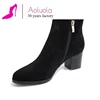 aoluola FATOCRY DIRECTLY SUPPLY Block low heel woman ankle genuine leather boots