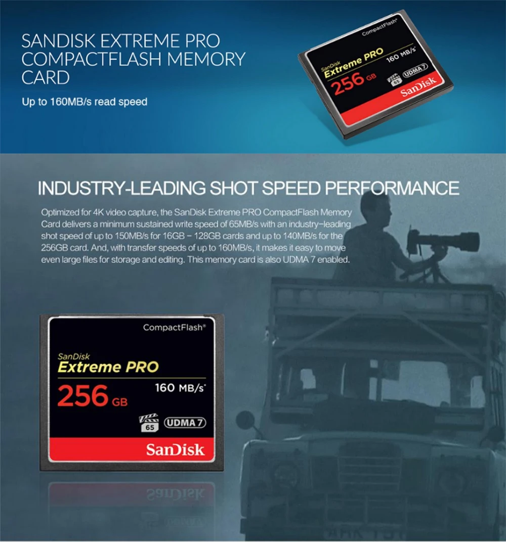 100% Original Sandisk Extreme Pro Memory Card 64GB 32GB 128GB Compact Flash Card UDMA 7 High Speed CF Card 160MB/S For HD Camera - ANKUX.COM