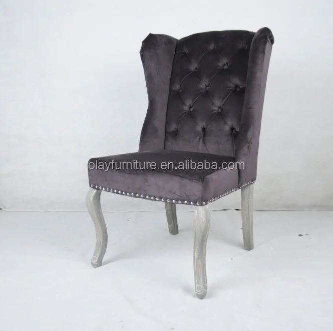 Hot Sale Silver Nails Grey Velvet Dining Chair Norway Antique Wooden Wing Back Chairs Buy Antique Wooden Wing Back Chairs High Wing Back Chairs Black Velvet Dining Chairs Product On Alibaba Com