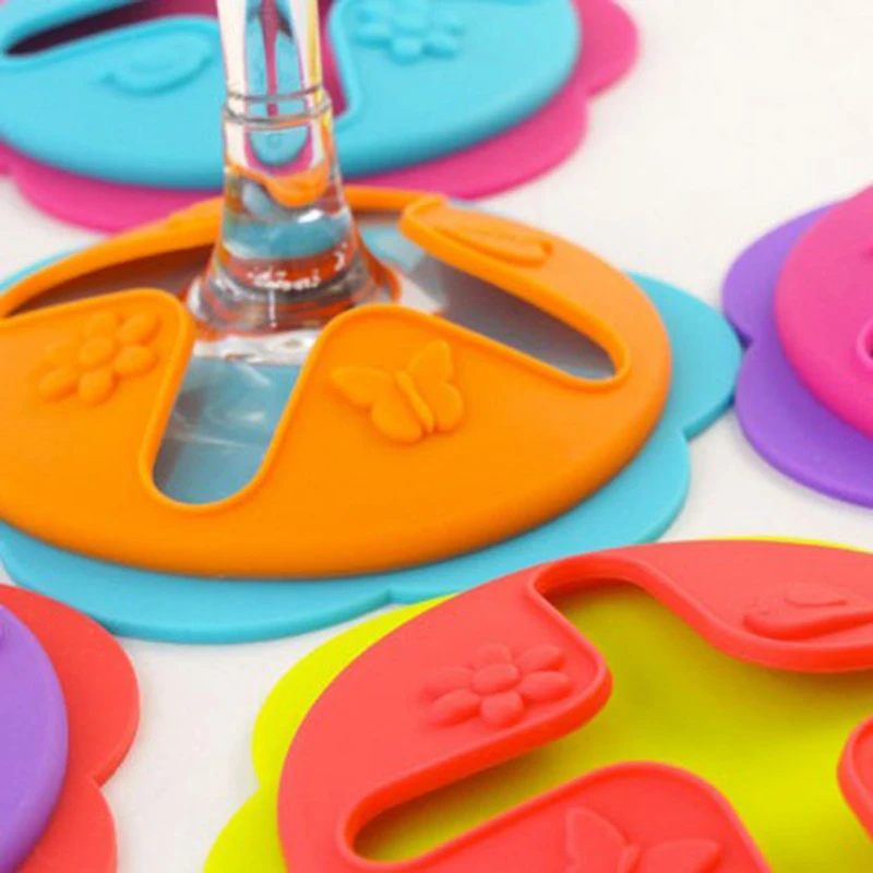 Fancy Wine Glass Grip,Round Silicone Mat &silicone Grip Coasters For