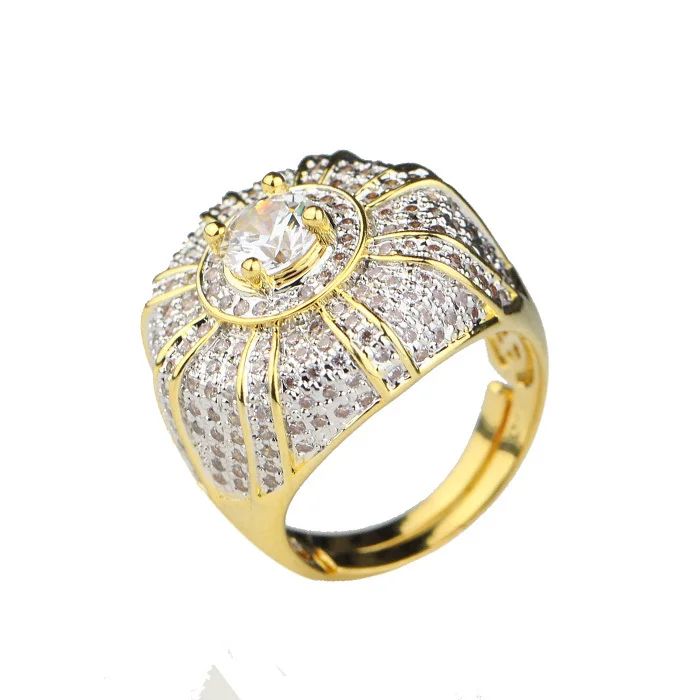 Hot Sale Simulate Diamond Ring Saudi Arabia Gold Wedding Finger Ring ...