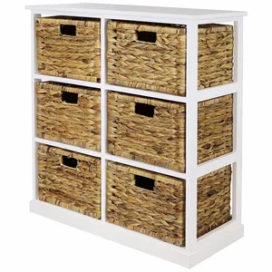 Wood Cabinet With Seagrass Drawers Wood Cabinet With Seagrass