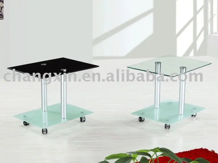2017 New Design Tempered Gl Tea Table With Wheels Modern Salon Tables Product On