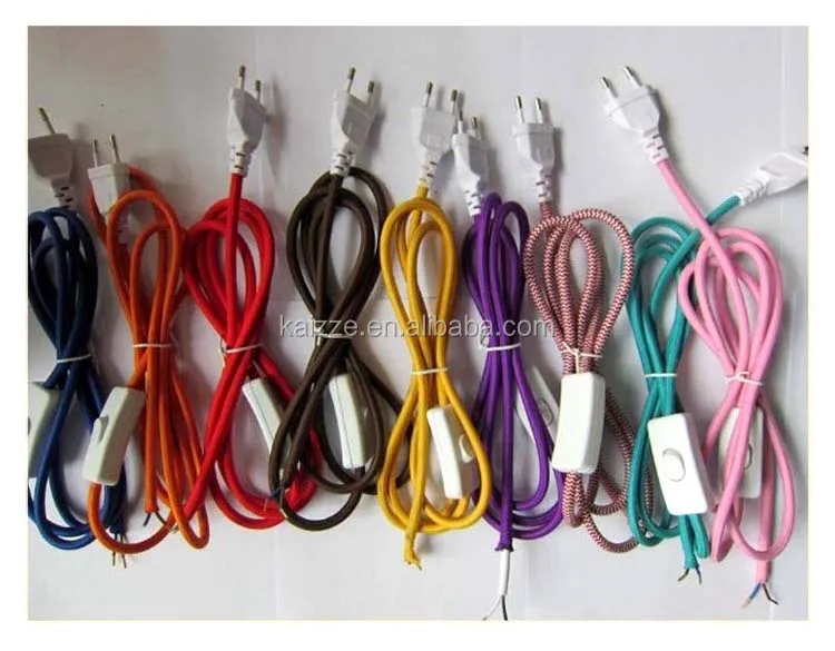 European Standard Fabric Wire Wear cloth Cable With Plug And Switch