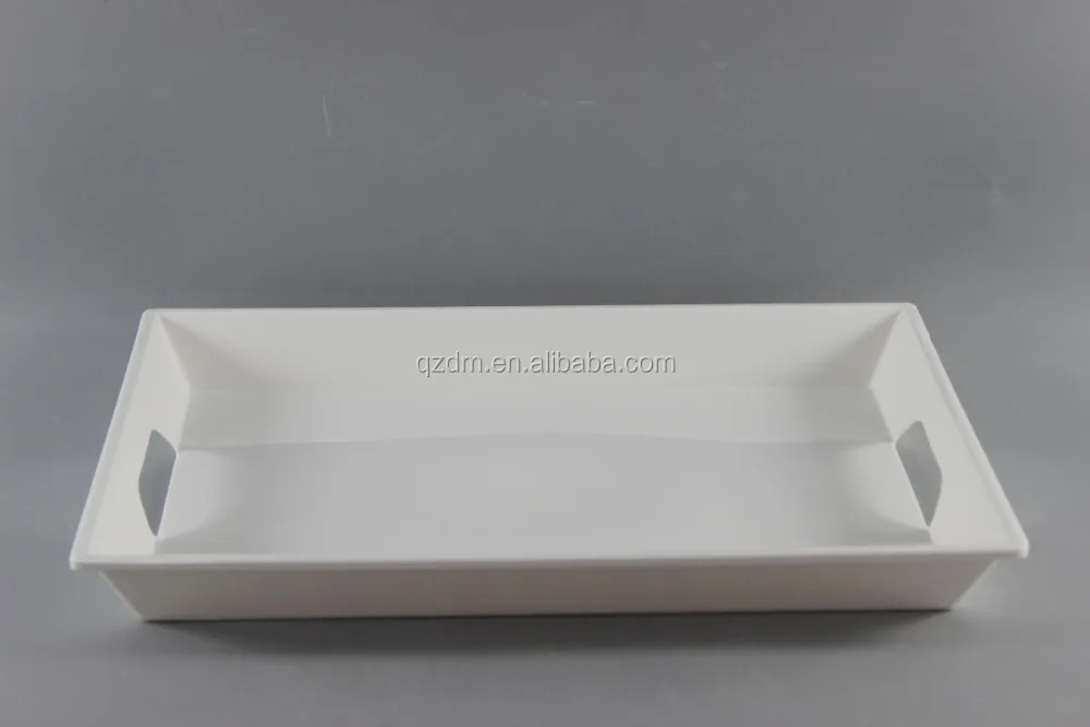 15 Inch Melamine White Tray With 2 Handles