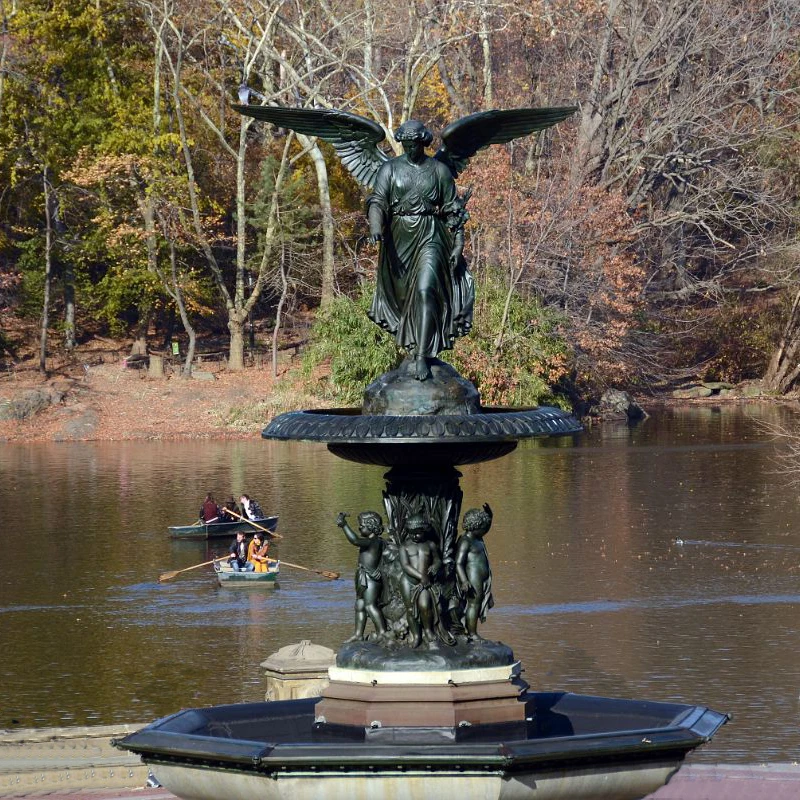 为室外花园定制古典铜金属天使喷泉